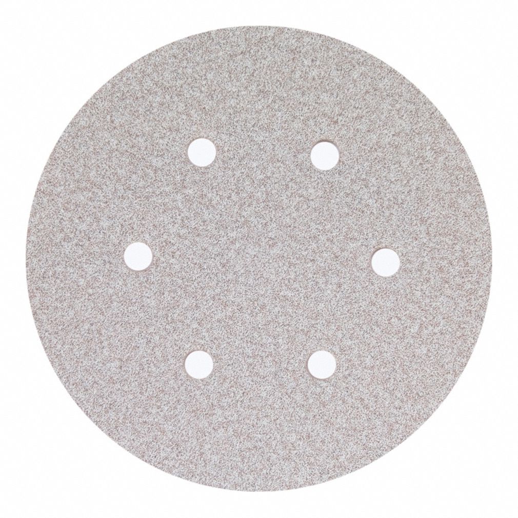 HOOK-AND-LOOP SANDING DISC, 6 IN DIAMETER, 6 HOLE, ALUMINUM OXIDE, P1000 GRIT, B WEIGHT PAPER, A275OP