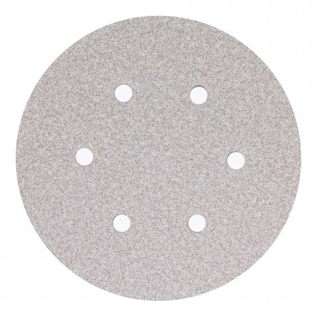 Hook-and-Loop Sanding Disc: 6 in Dia, 6 Hole, Aluminum Oxide, P800 Grit, B Wt Paper, A275OP