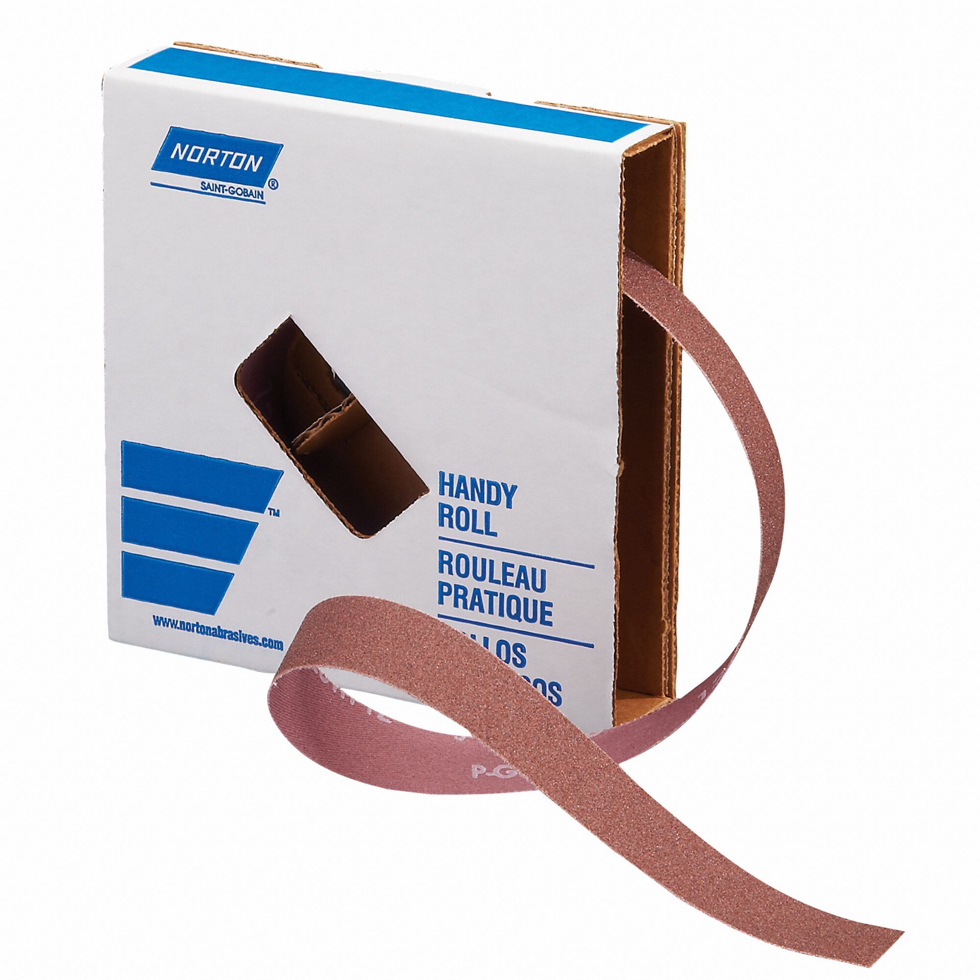 Abrasive Roll: 1 in W x 39 ft L, Aluminum Oxide, P150 Grit, J Wt Cotton, K225, P150, Cloth