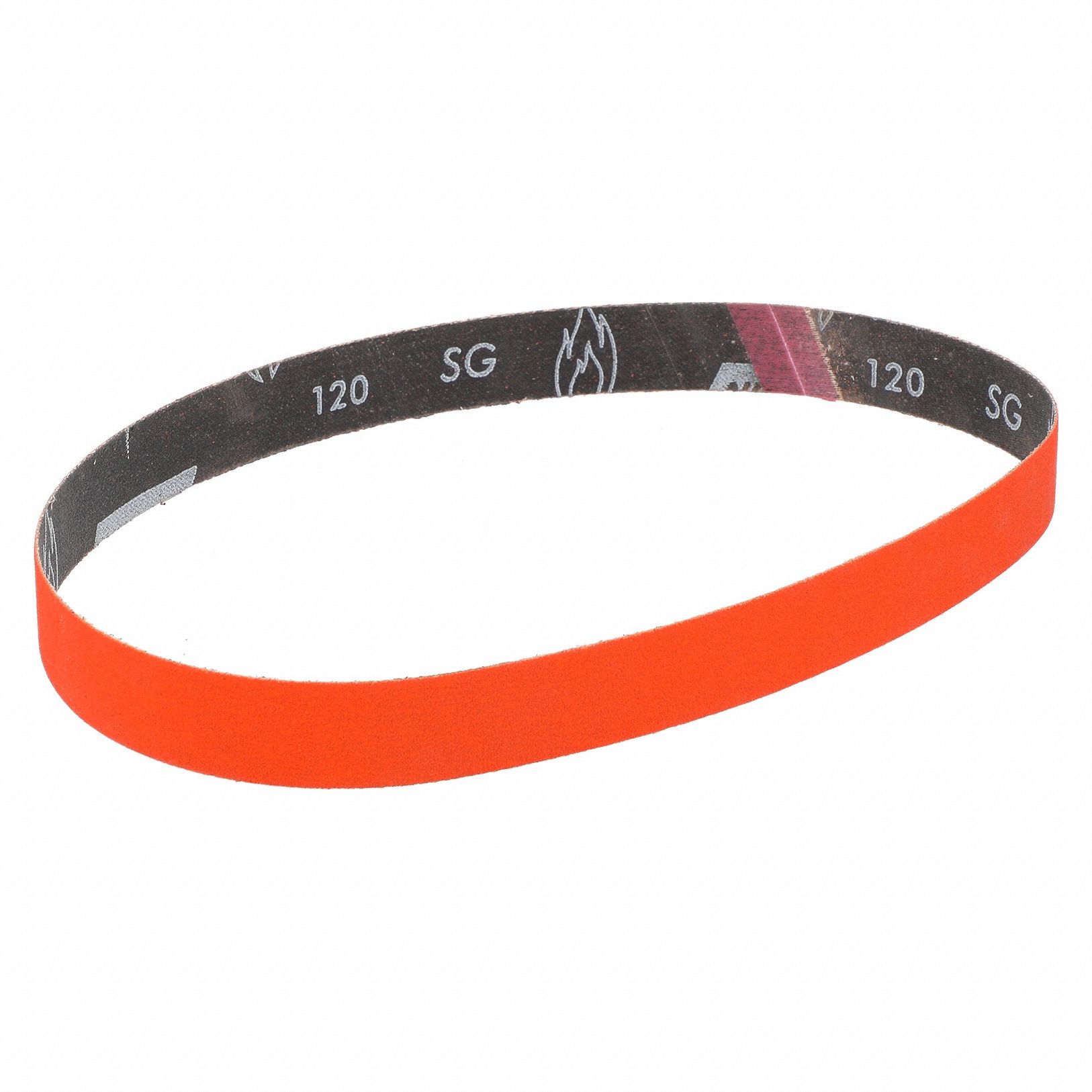 Sanding Belt: 1 in W x 30 in L, Ceramic, 120 Grit, Y Wt Polyester Backing, Blaze R980P