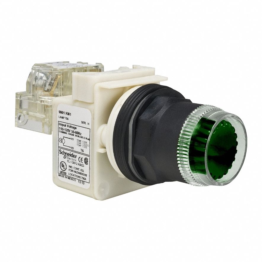 Extended Push Button: Green, 30 mm Mounting Size, Non-Metallic, Momentary