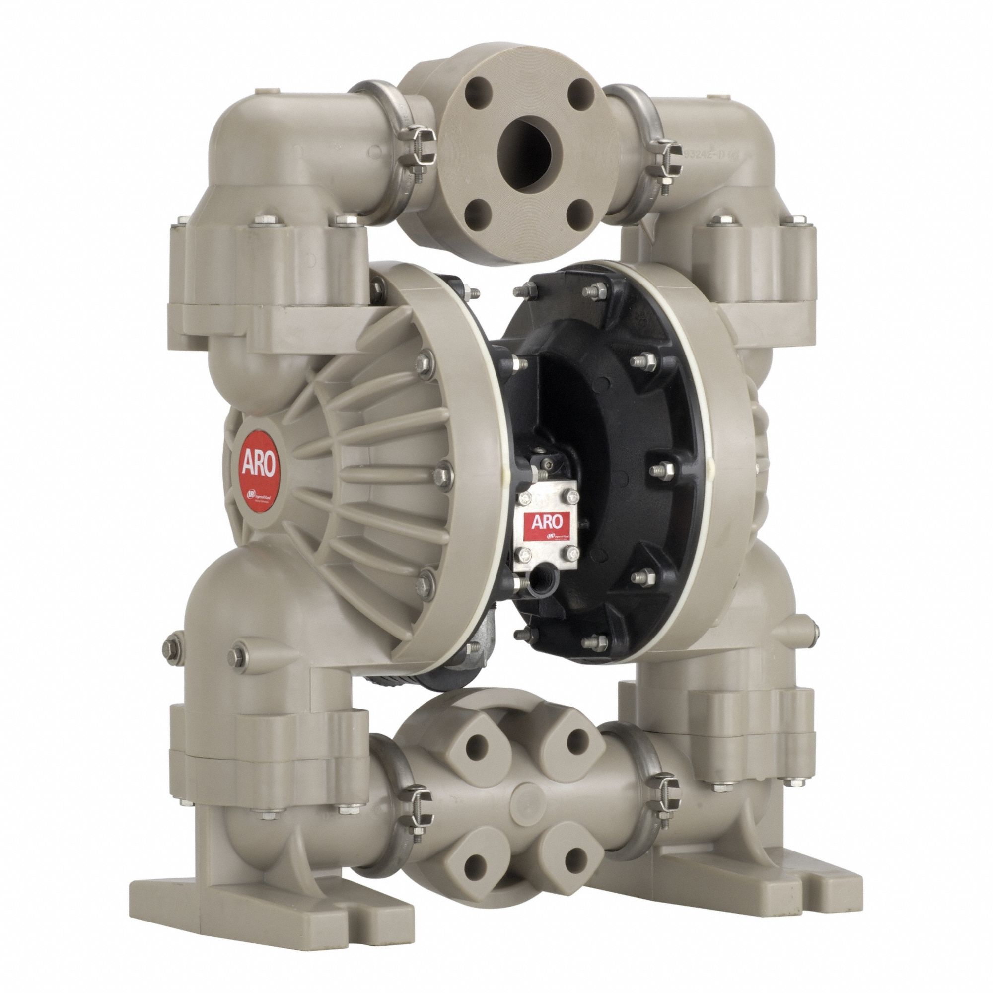 Diaphragm Pump: Air, Polypropylene, Bolt, 2 in Fluid Connection Size, Flange, Santoprene, Top