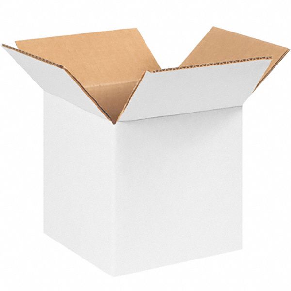 SHIPPING BOX, 6 IN INSIDE L, 6 IN INSIDE W, 6 IN INSIDE H, 32 ECT, CUBE/WHITE, SINGLE WALL