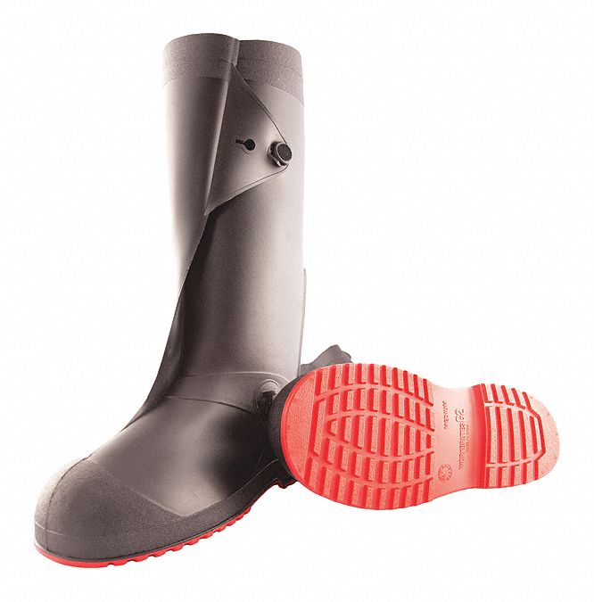 Overboot: Knee Shoe, Cleated, Black/Red, 11 For Men's Shoe Size - Min, 45851, Black, 1 PR