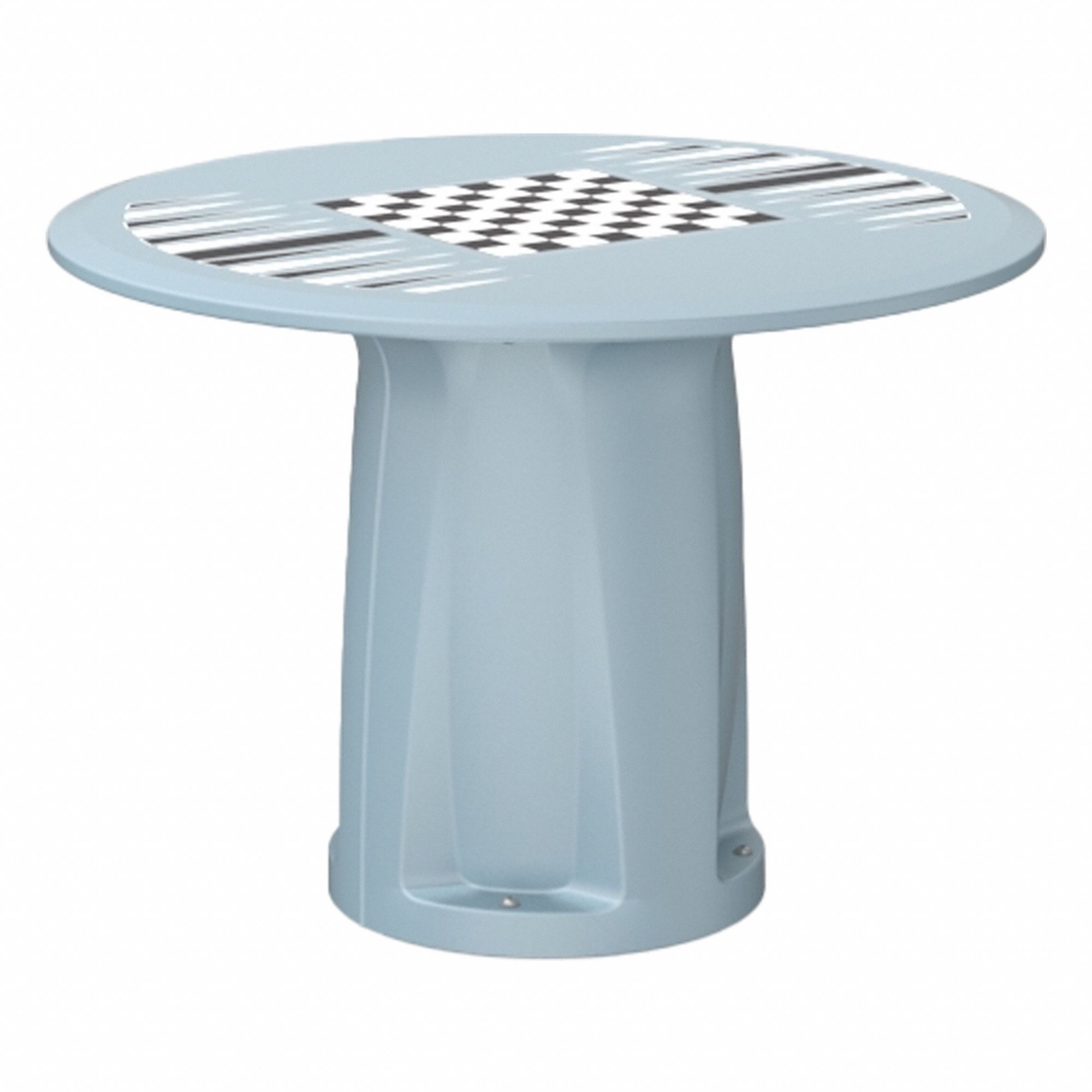 Table: 28 in Overall Ht, 42 in Overall Dia, Game Top Included, Ballast Accepted, Blue Gray