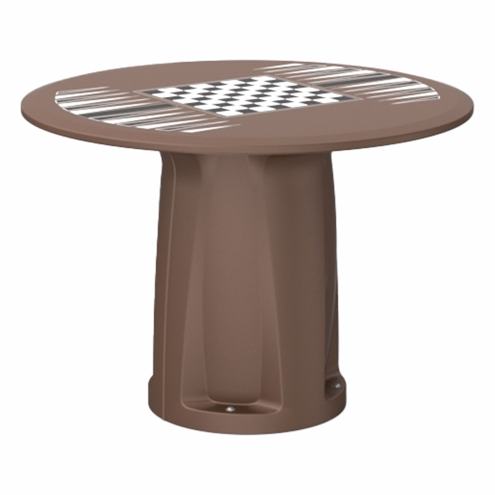 Table: 28 in Overall Ht, 42 in Overall Dia, Game Top Included, Ballast Accepted, Brown