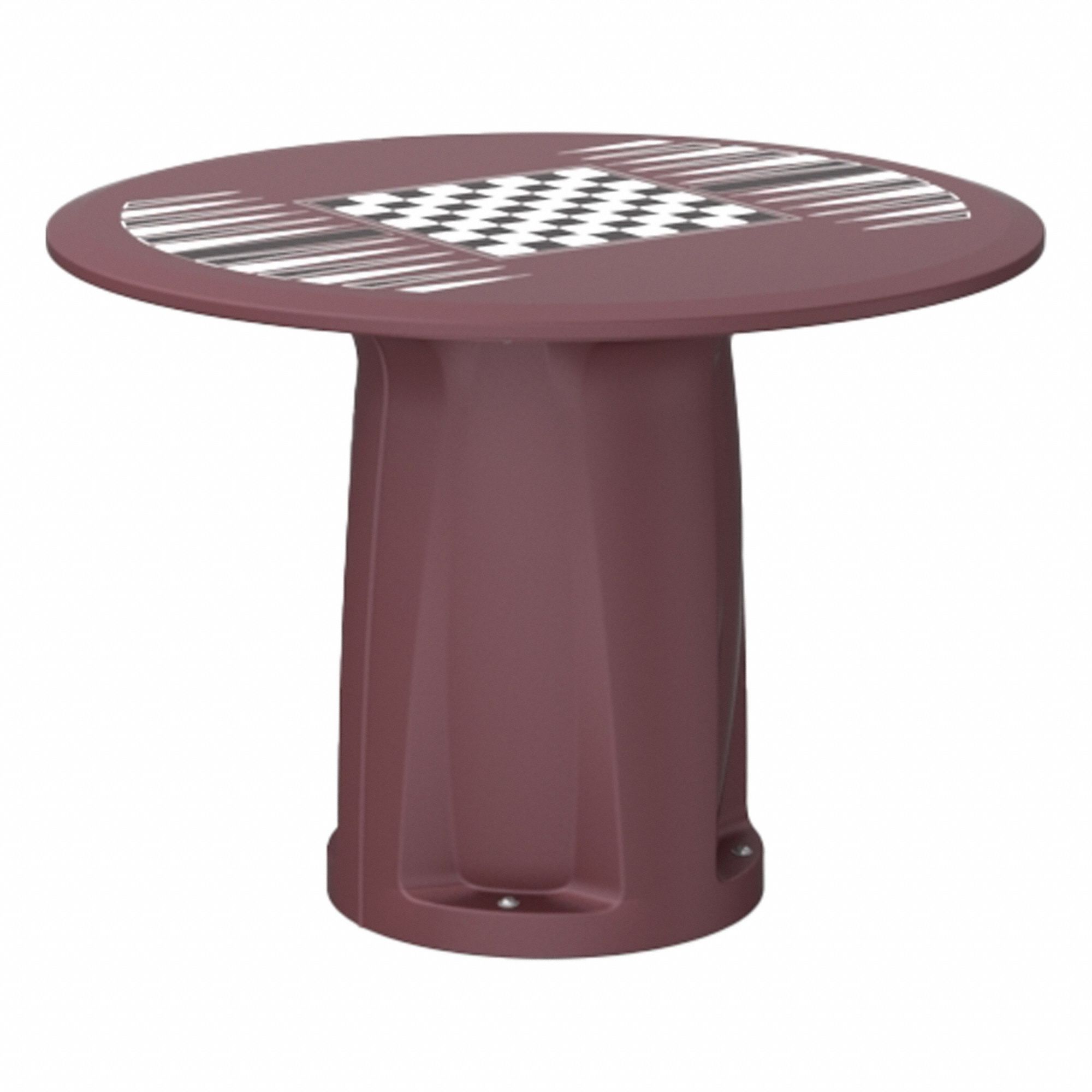 Table: 28 in Overall Ht, 42 in Overall Dia, Game Top Included, Ballast Accepted, Burgundy