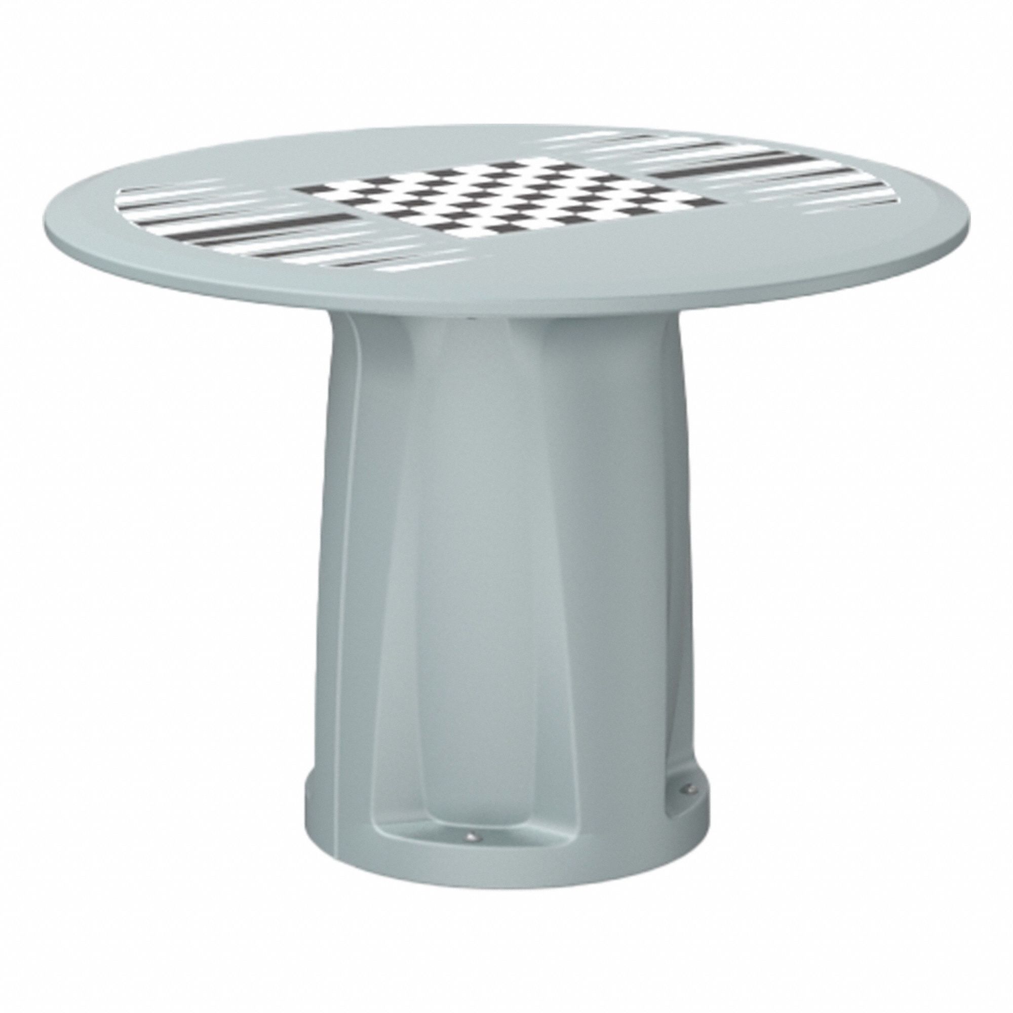 Table: 28 in Overall Ht, 42 in Overall Dia, Game Top Included, Ballast Accepted, Gray