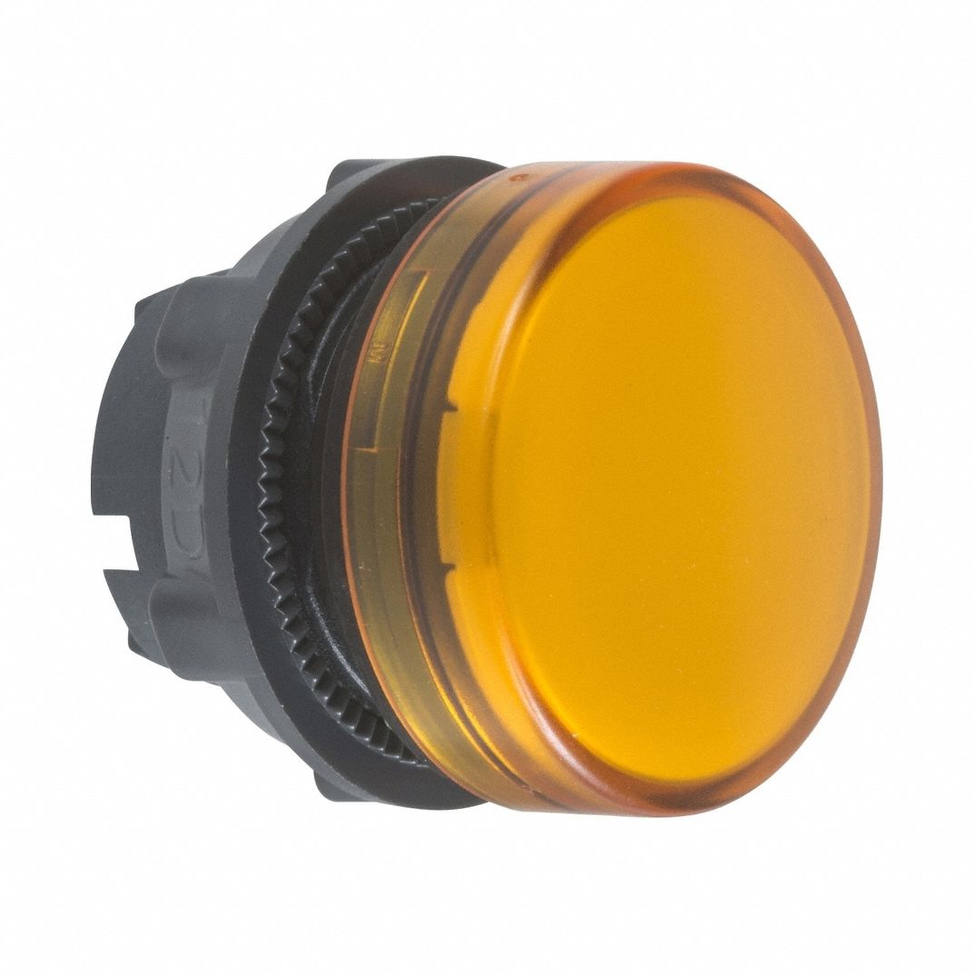 Pilot Light Head: 22 mm Panel Mounting Hole Dia, Yellow, Smooth, XB5 Series