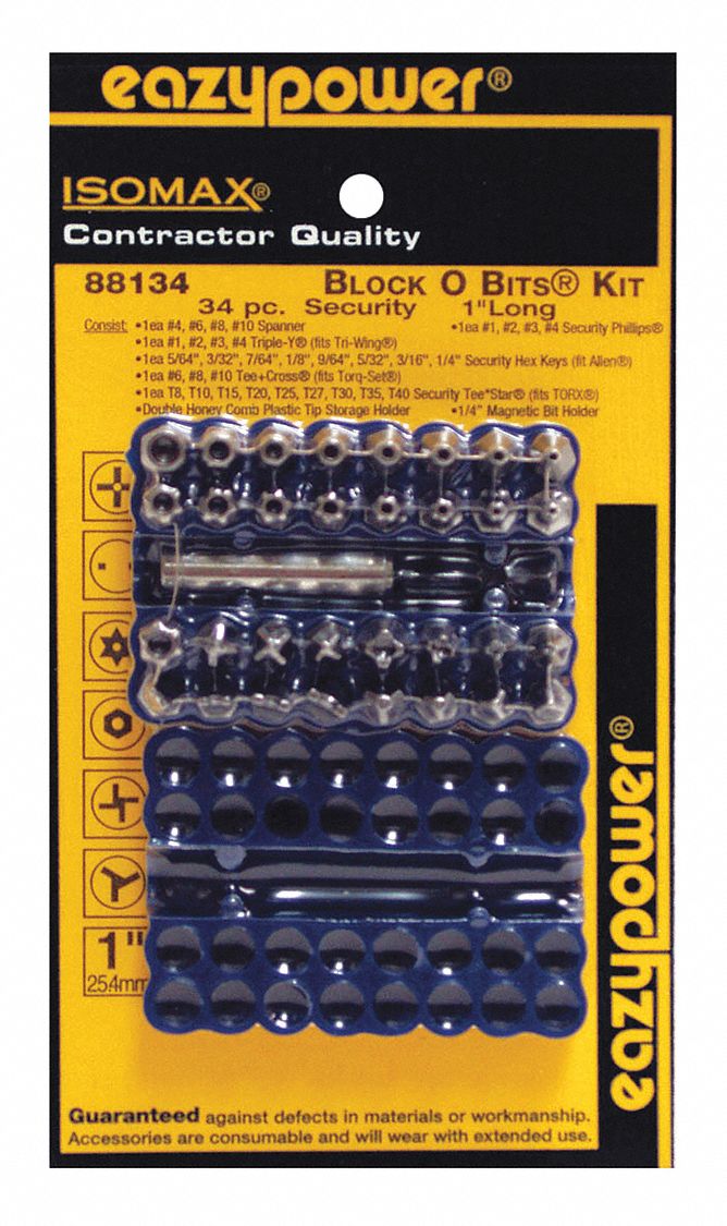 Security Bits Kit,34 pcs. Grainger