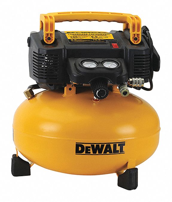 Portable Air Compressor: 6 gal, Pancake, 2.6 cfm @ 90 psi, 165 psi Max Op Pressure, 120V AC