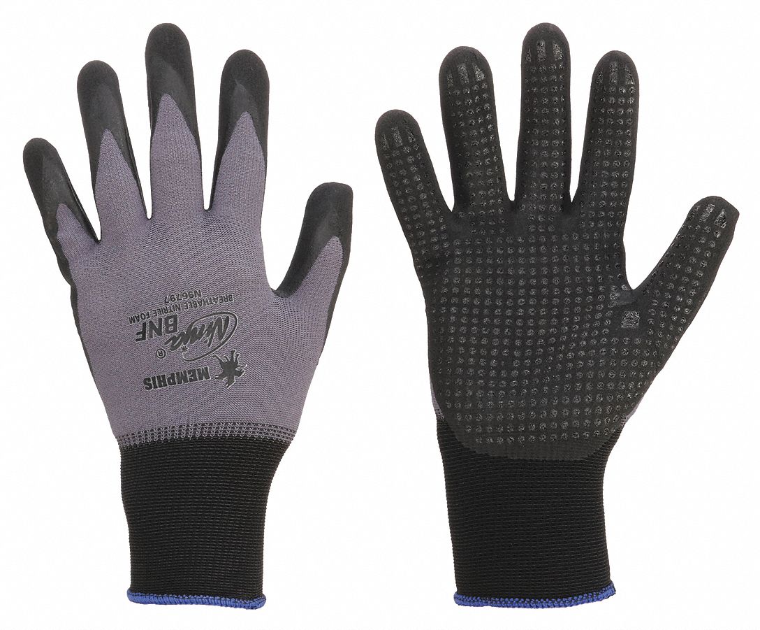 MCR SAFETY CUT RESISTANT GLOVES, ANSI 4, 15 GA, SEAMLESS, SIZE S/7,  BLACK/GREY, NYLON/SPANDEX/FOAM NITRILE, PR - Knit Cut-Resistant Gloves -  MSFVPN96797S