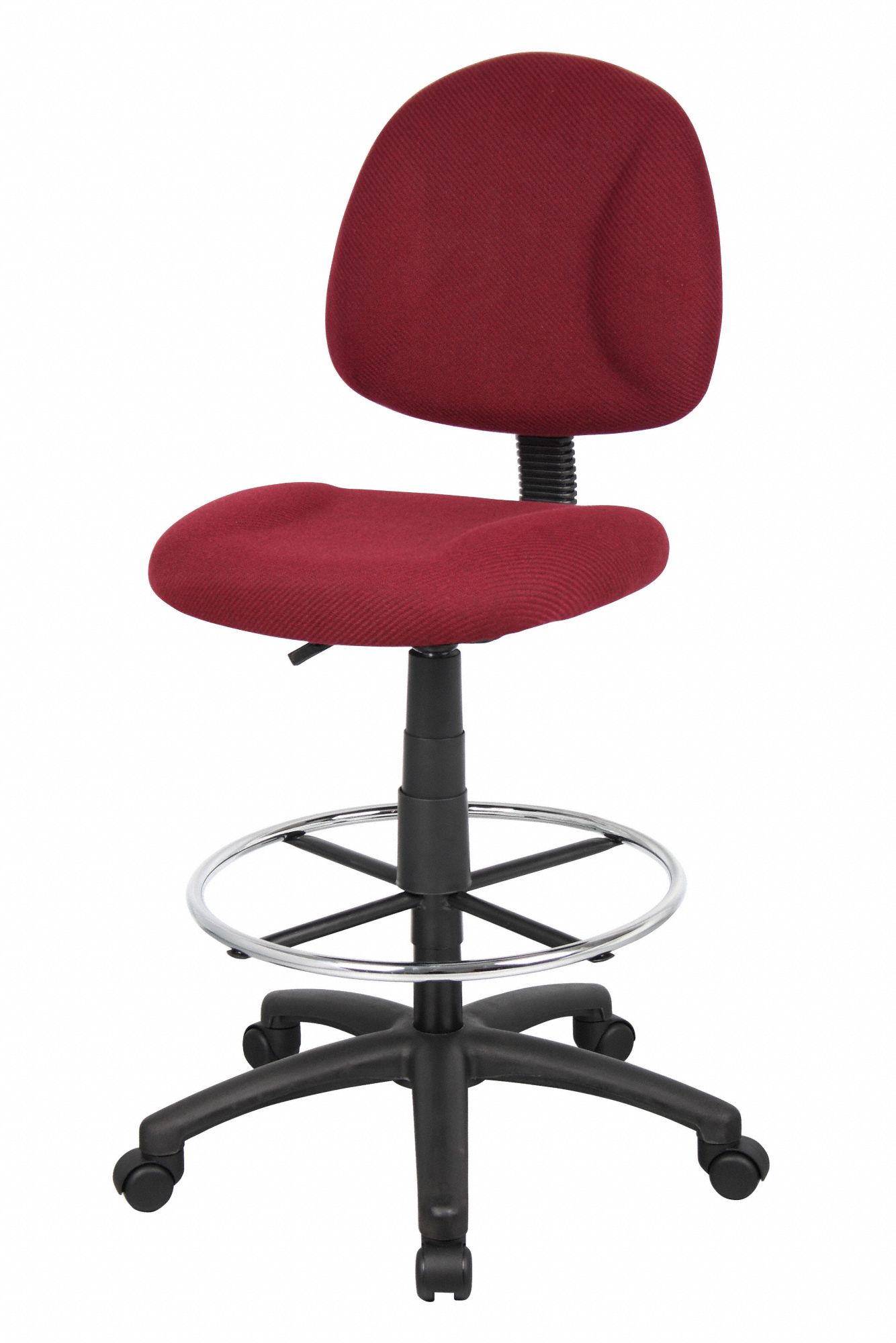 BOSS Drafting Chair No Arm Arm, Burgundy, Polyester, 275 lb Wt