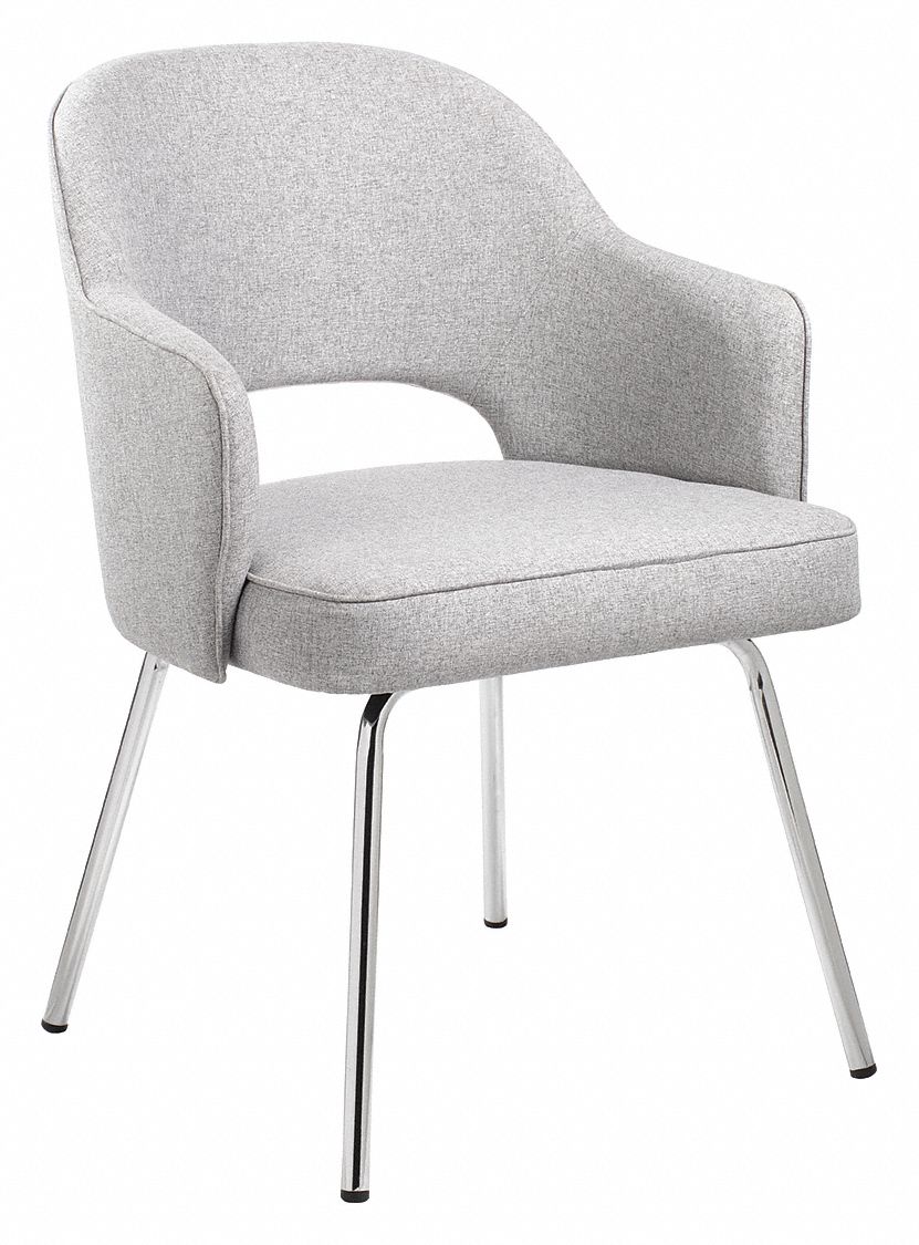 Barrel Chair: Gray, Silver, 0 Casters/Glides, 22 1/2 in Overall Wd, 32 in Overall Ht, Fabric