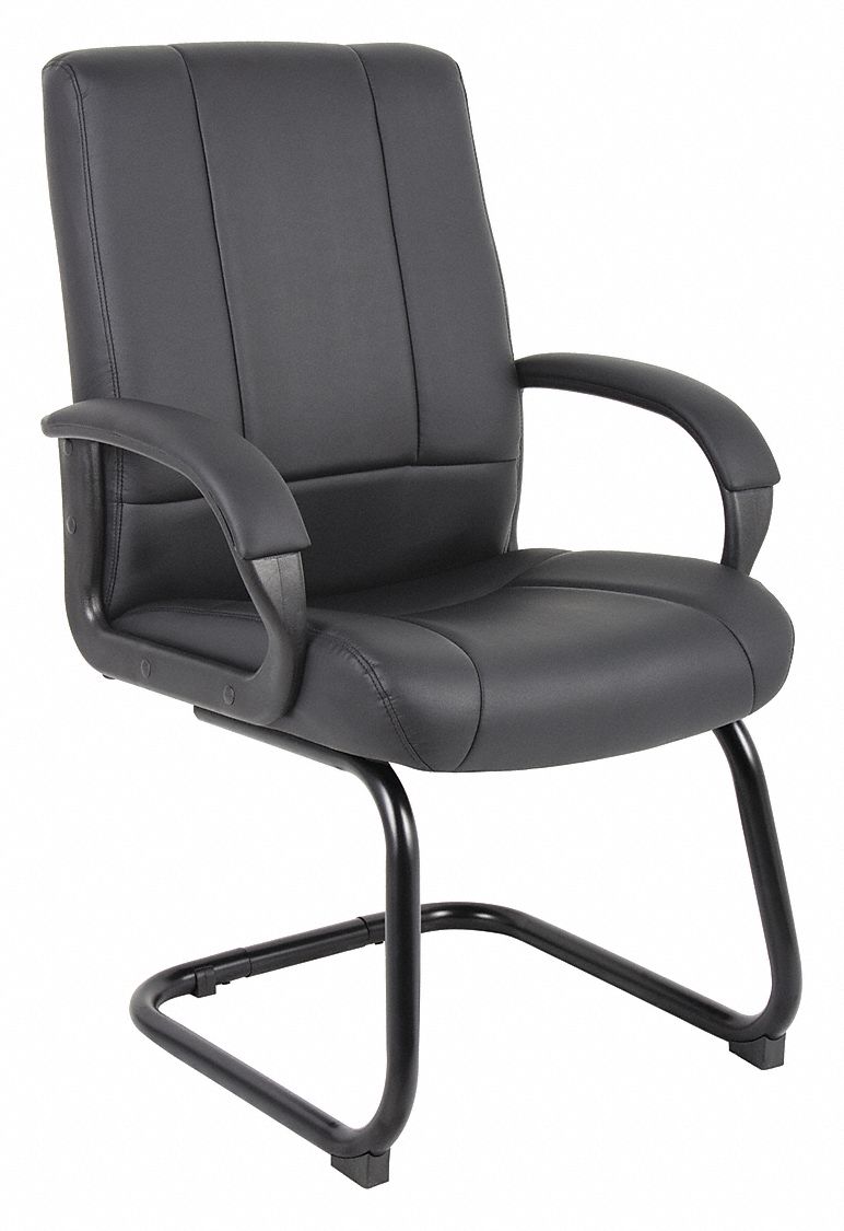 Frame Chair: Black, Black, 4 Casters/Glides, Lumbar Support, 27 in Overall Wd, 40 in Overall Ht