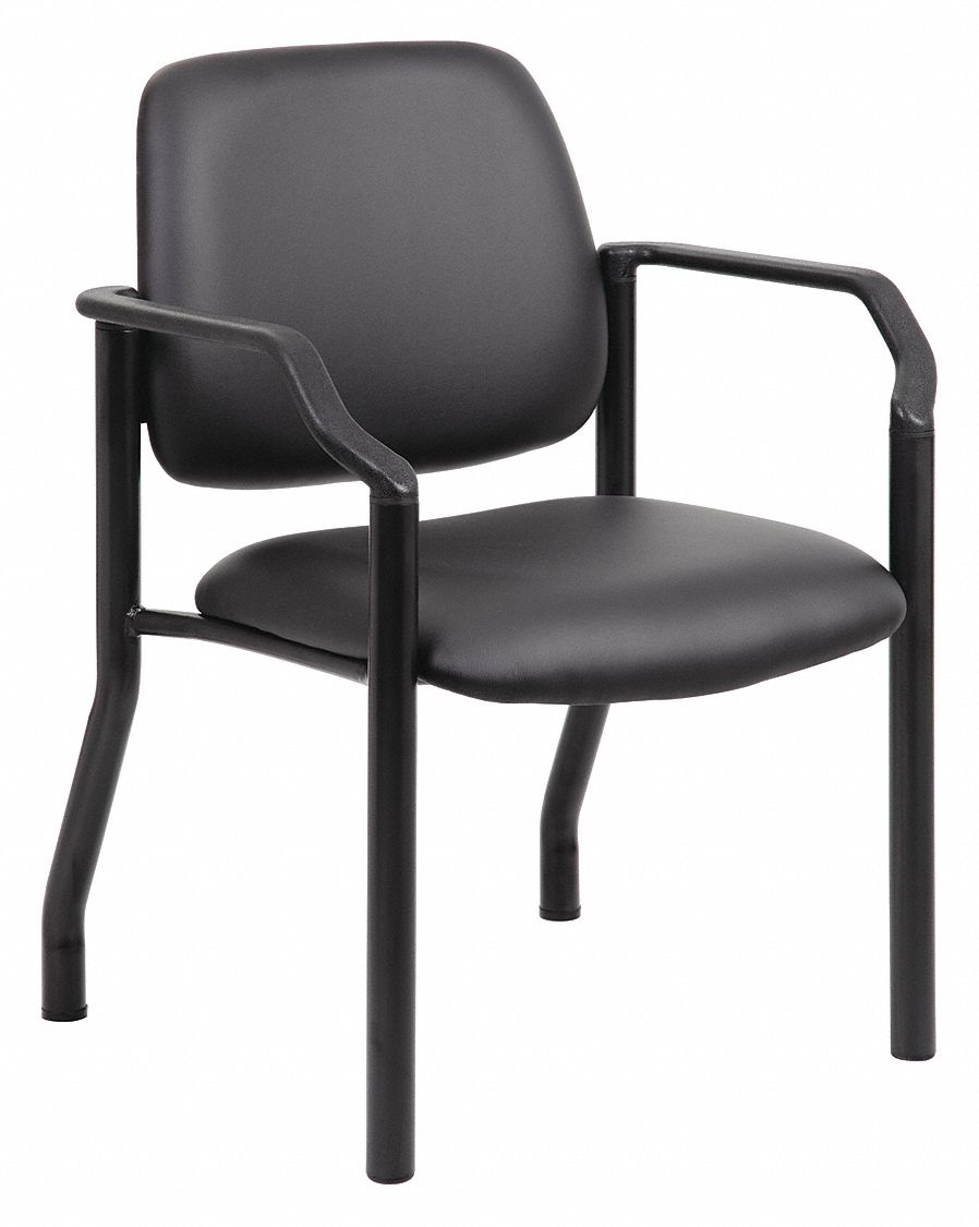 Frame Chair: Black, Black, 0 Casters/Glides, Arms, 22 in Overall Wd, 32 1/2 in Overall Ht