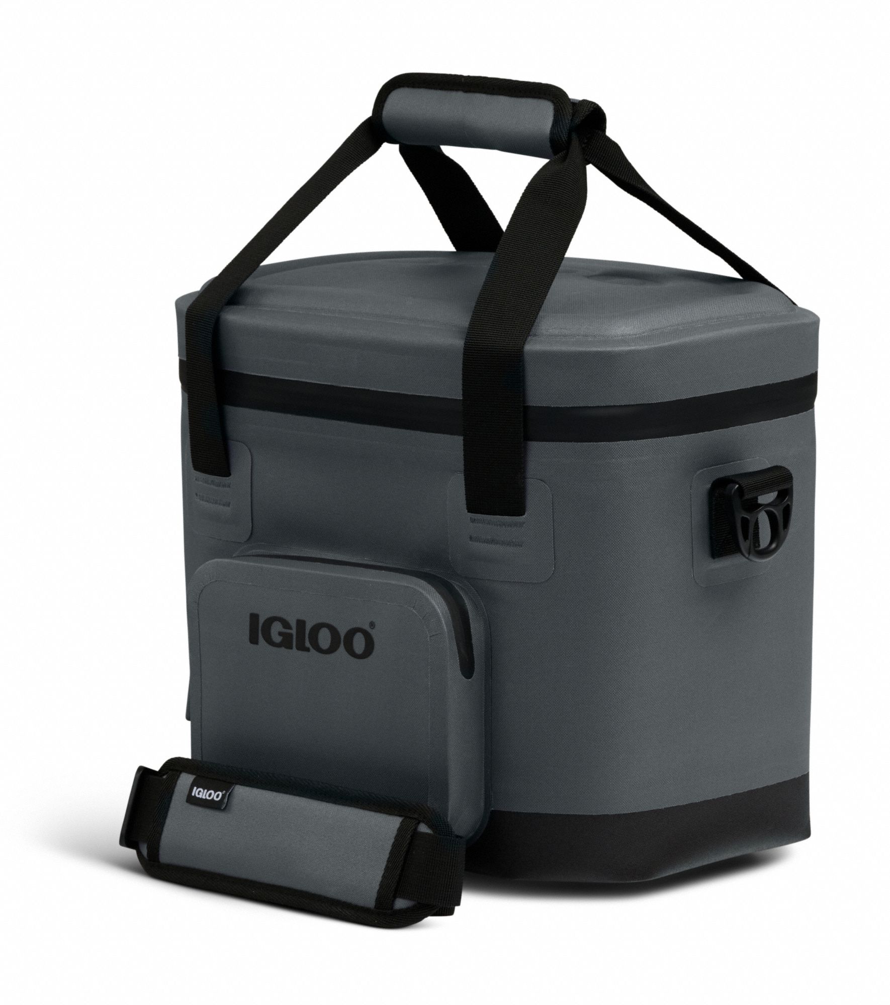 Softside Cooler: Duffle Bag Bag, Gray, 18 ct Capacity, 18 Cans, 14 5/8 in Overall Lg