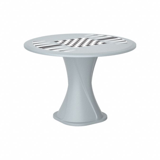 Table: 29 in Overall Ht, 42 in Overall Dia, Game Top Included, Ballast Accepted, Gray, Gray
