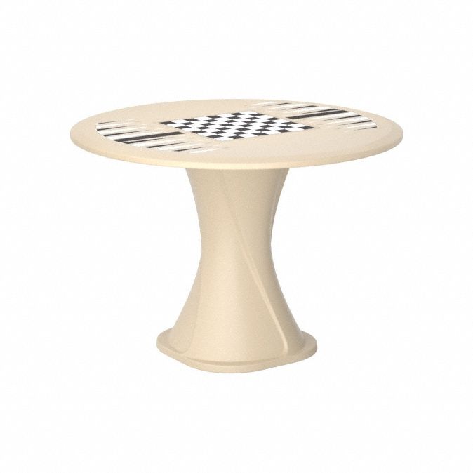 Table: 29 in Overall Ht, 42 in Overall Dia, Game Top Included, Ballast Accepted, Sand, Tan