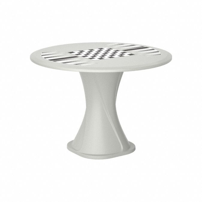 Table: 29 in Overall Ht, 42 in Overall Dia, Game Top Included, Ballast Accepted, Stone Gray