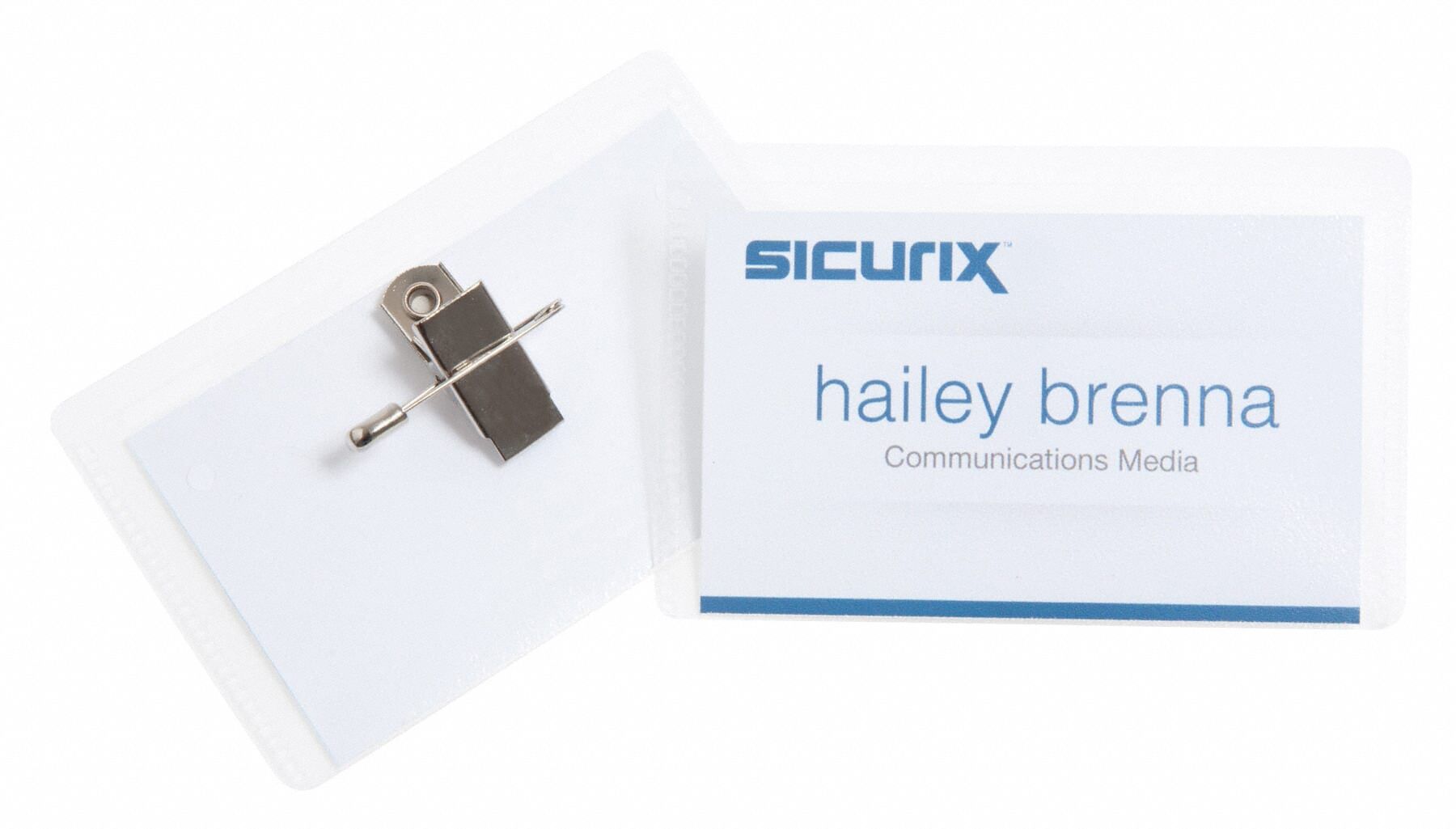 Badge Holder: Clip, Horizontal/Vertical, 2 1/4 in Badge Pouch Wd, 3 1/2 in Badge Pouch Ht, 50 PK