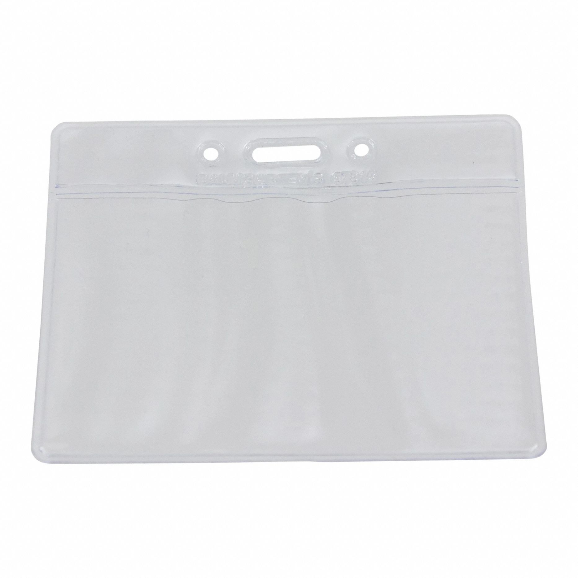 Badge Holder: Pouch, Horizontal, 3 1/2 in Badge Pouch Wd, 2 1/2 in Badge Pouch Ht, Plastic, 50 PK