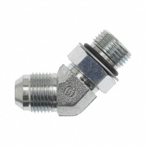 Stainless Hydraulic Adapter: 1-1/16"-12 Thread Size, 3/4 in x 3/4 in Fitting Size, Male x Male