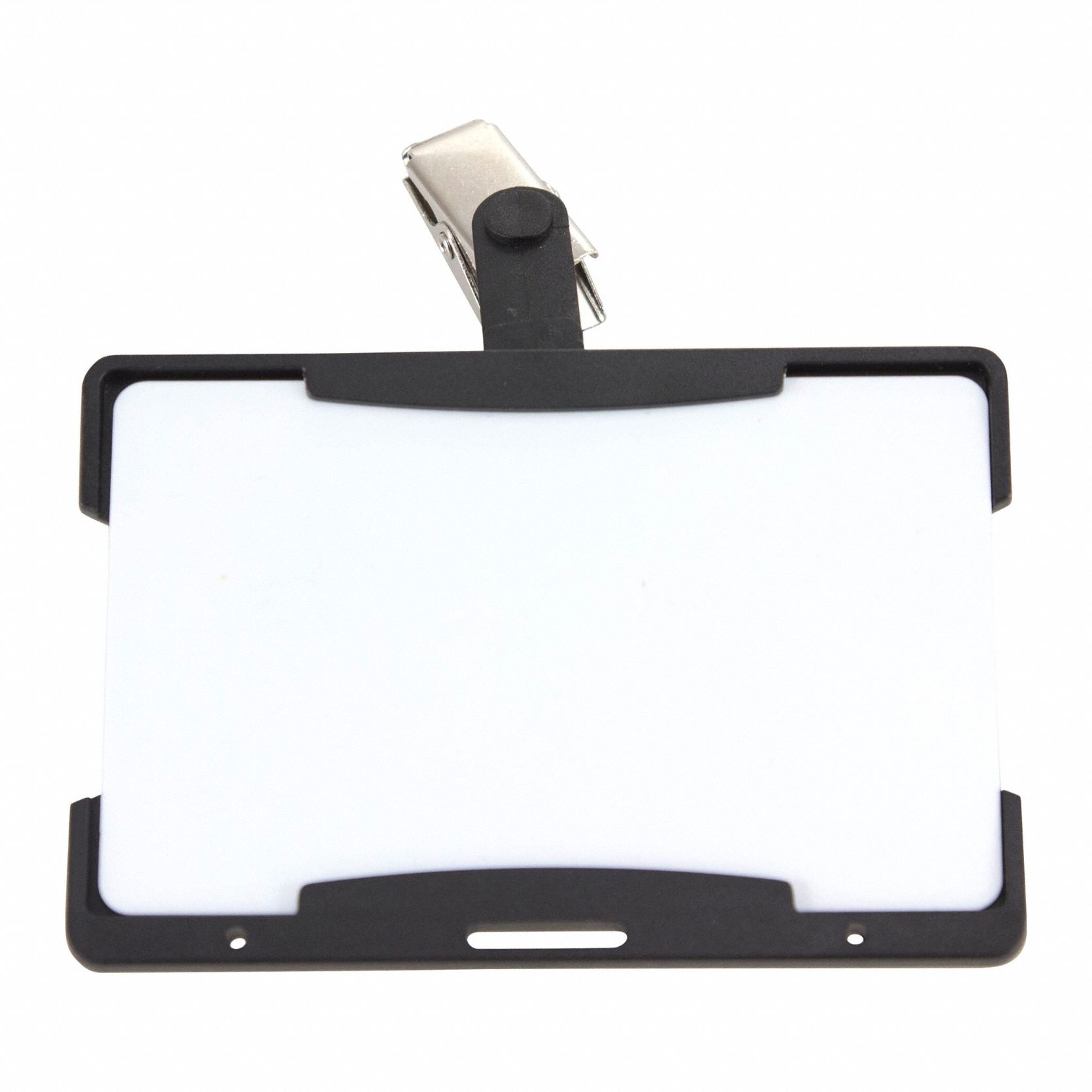 Badge Holder: Pouch, Horizontal, 4 in Badge Pouch Wd, 2 1/2 in Badge Pouch Ht, Plastic, Black, 25 PK