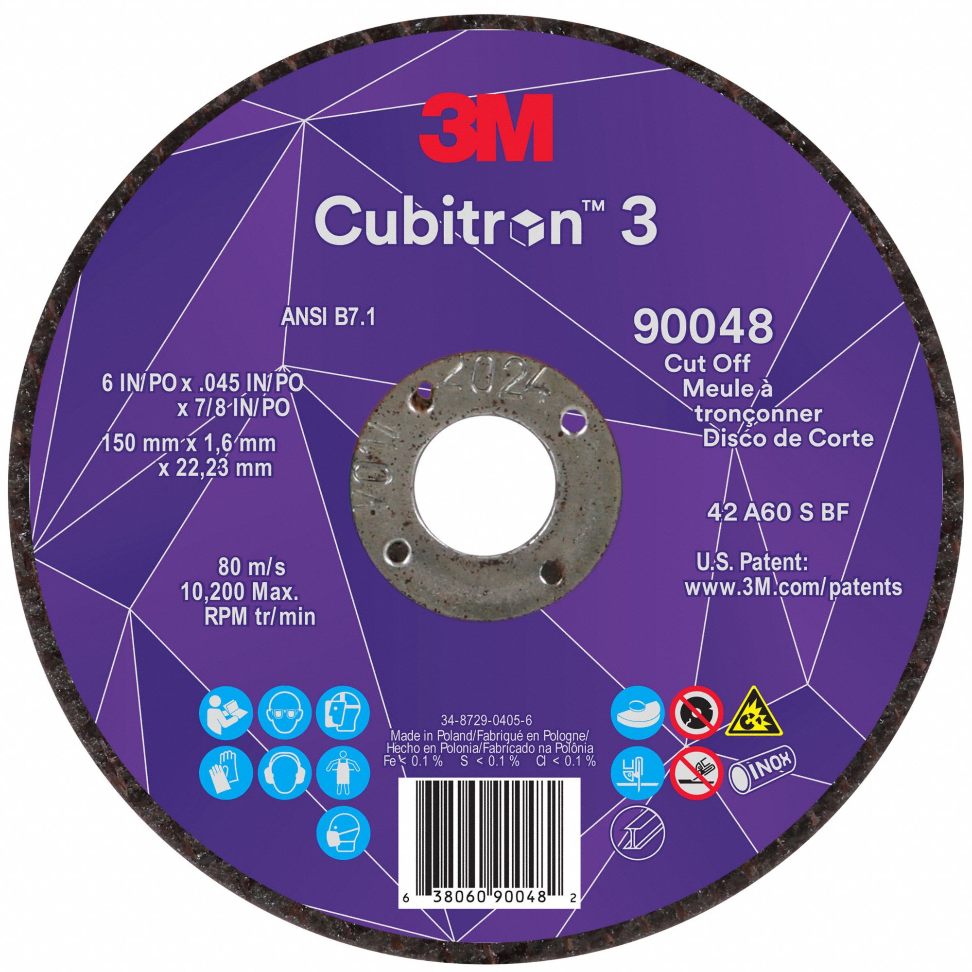 Cut-Off Wheel: Type 27, 6" x 0.045" x 7/8", Ceramic, 60 Grit