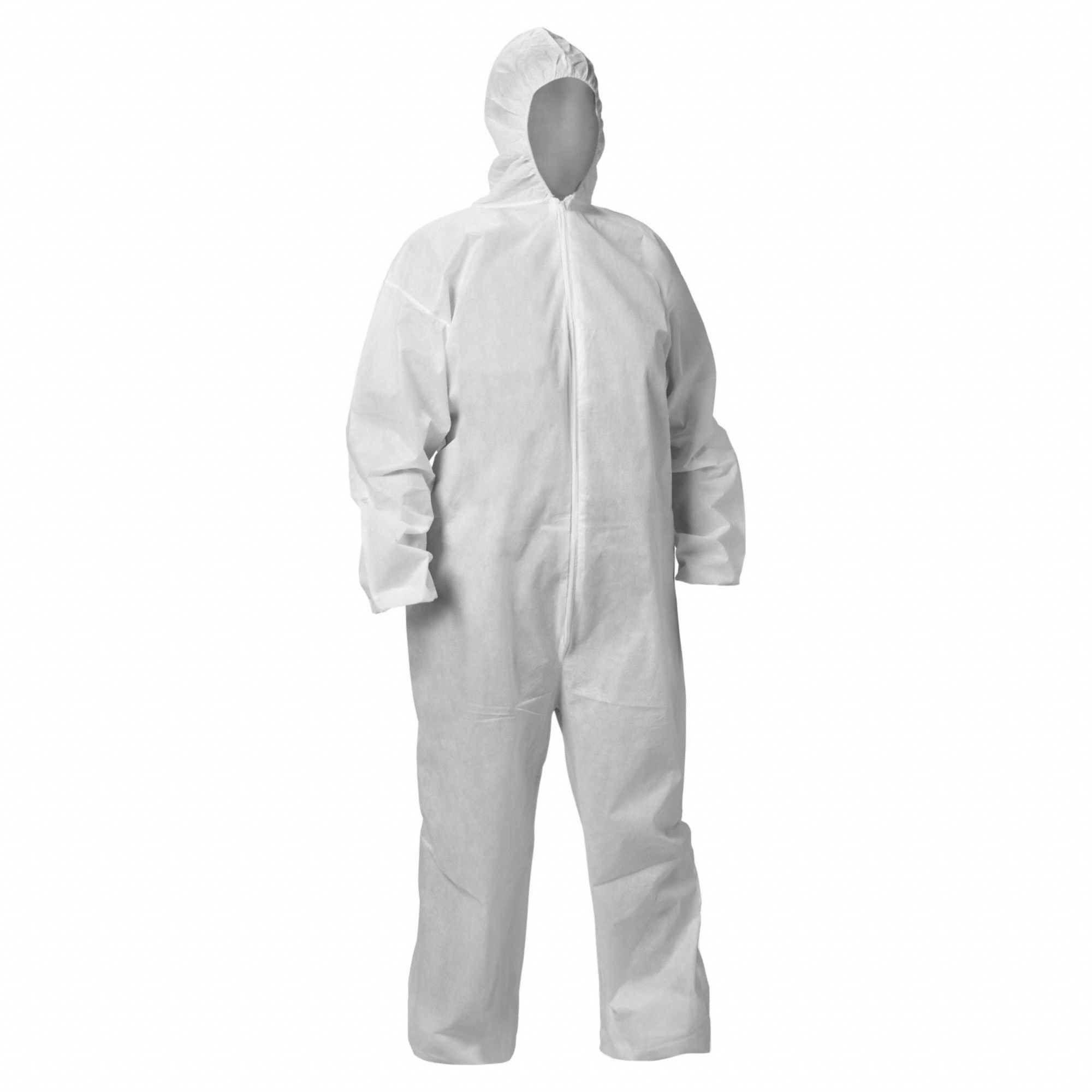 Coveralls: 3XL, KleenGuard™ A20, Elastic Wrist, Elastic Ankle, White, Serged Seam, 50 PK