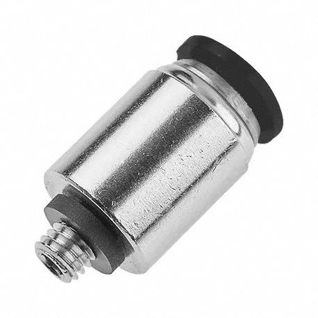 Push-Fit Fitting: 1/4 in OD x 3/16 in Pipe Size, Push-to-Connect x UNF, Brass, Silver