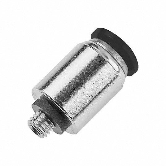 Push-Fit Fitting: 5/32 in OD x 3/16 in Pipe Size, Push-to-Connect x UNF, Brass, Silver