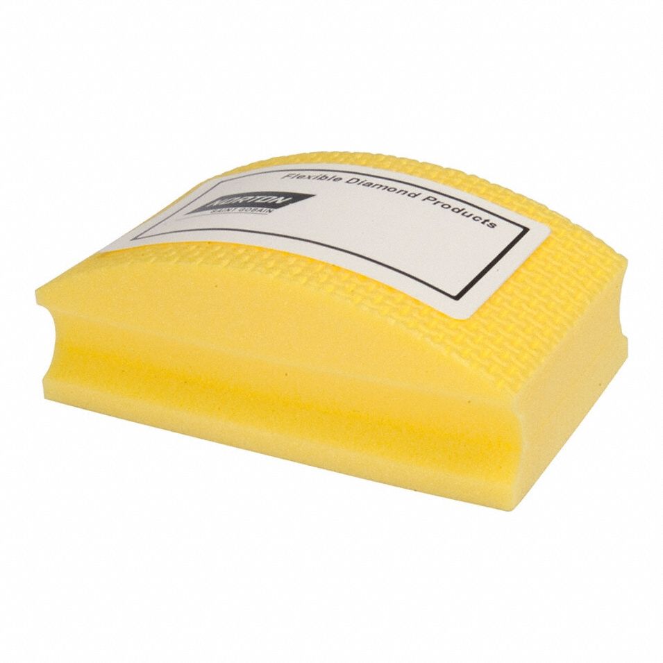 Diamond Hand Pad: 55 mm x 90 mm, Diamond, Super Fine, 400 Grit, Yellow, Quadroflex