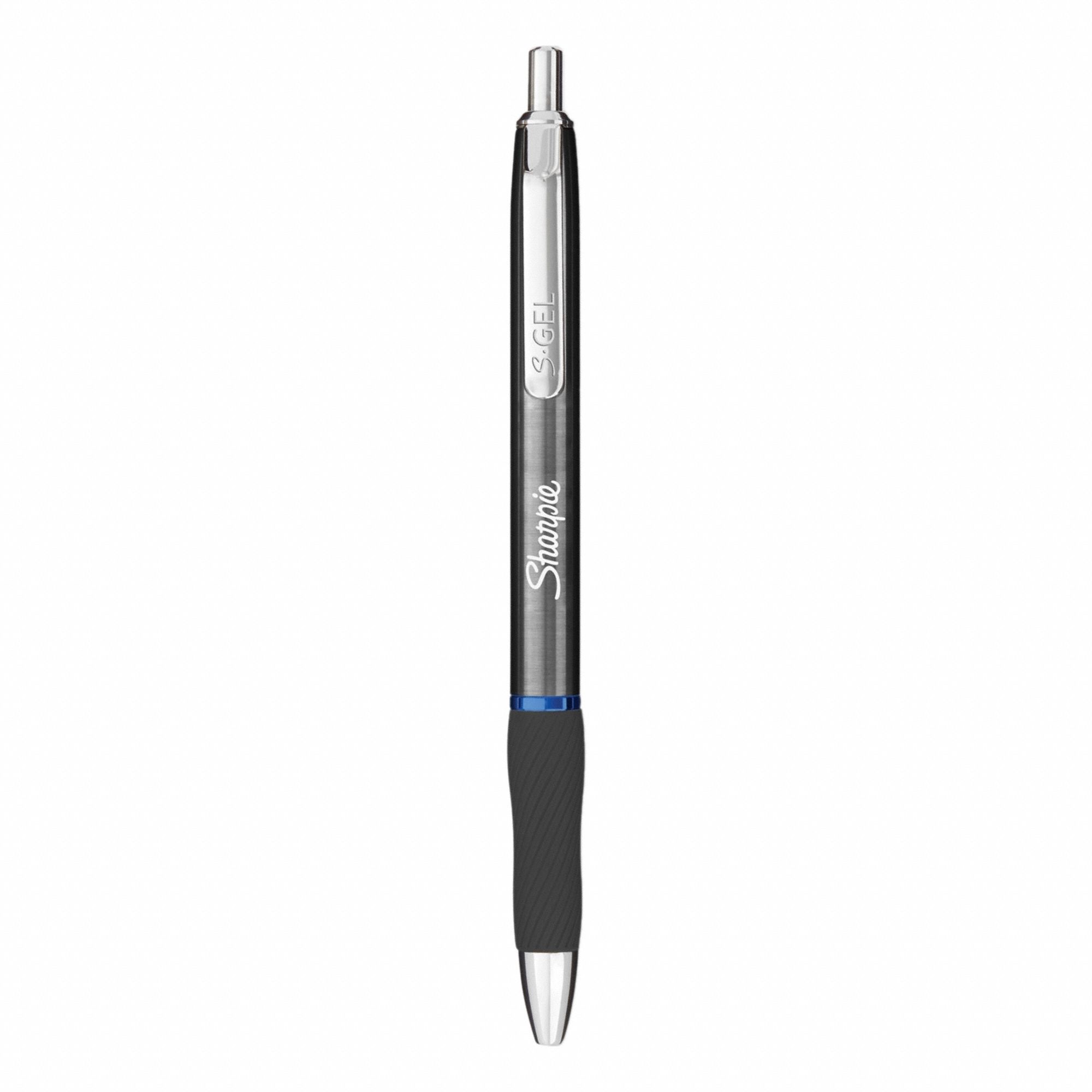 Pen Set: S-Gel, Blue, 0.7 mm, Retractable, Gray, Plastic, Cushion Included, Medium, 12 PK