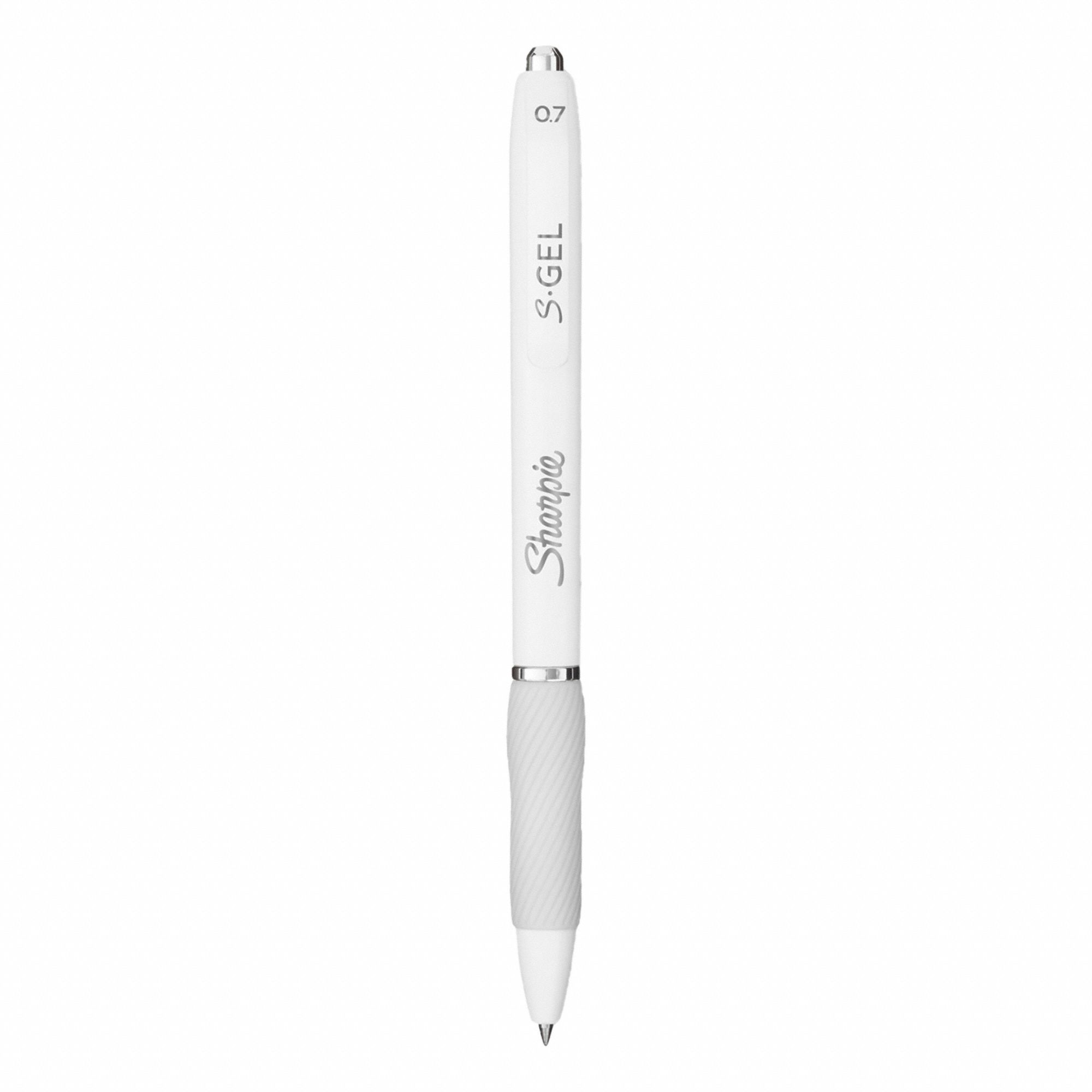 Pen Set: S-Gel, Black, 0.7 mm, Retractable, White, Plastic, Cushion Included, Medium, 12 PK
