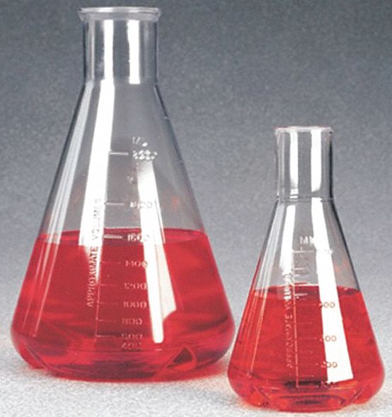 Erlenmeyer Flask: Polycarbonate, 16.91 fl oz Capacity - oz, 500 mL Capacity - mL, Non-Sterile