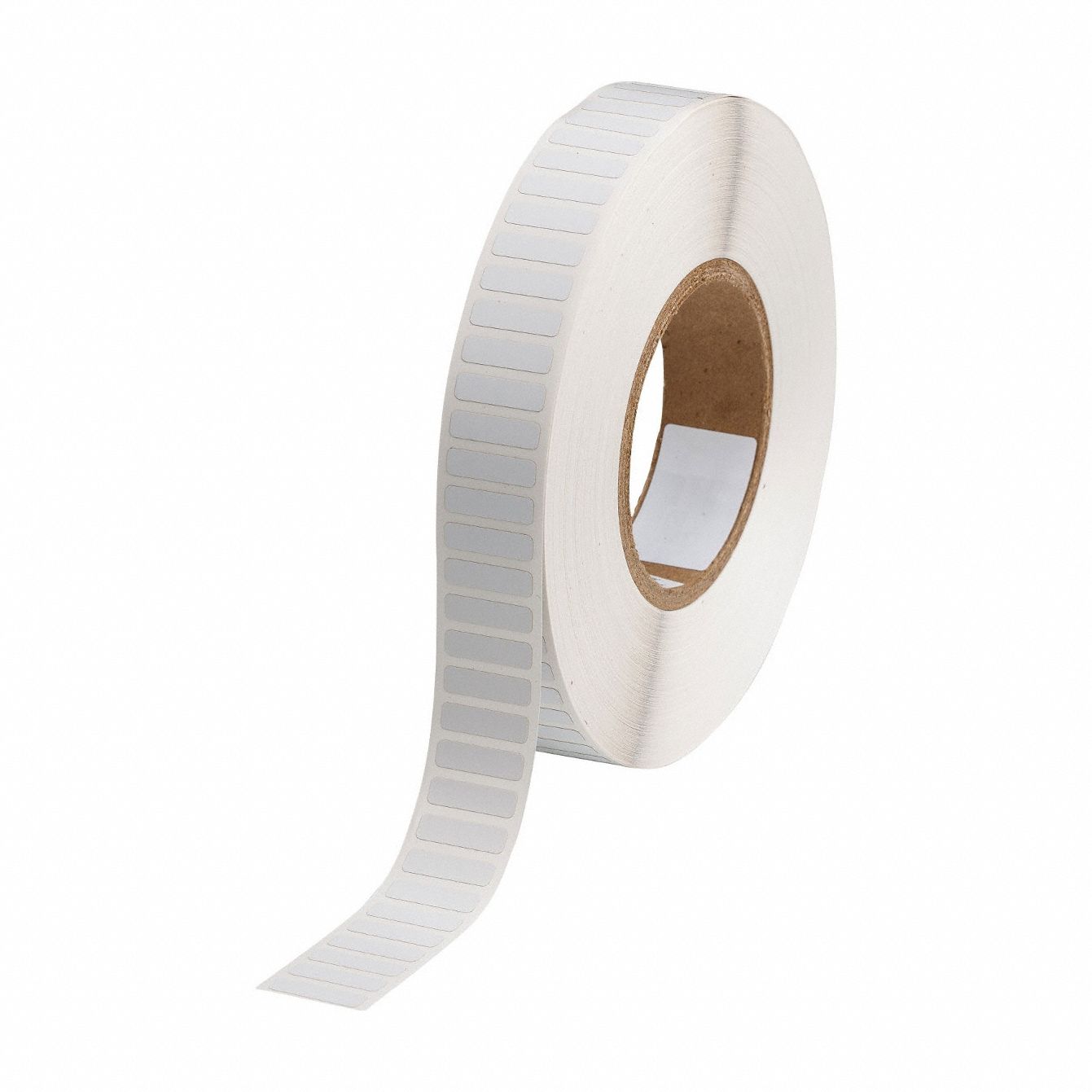 Pre-Cut Label Stock Roll: 1/4 in x 21/32 in, 1/4 in, Polyimide, White (Gloss), -94°F to 572°F
