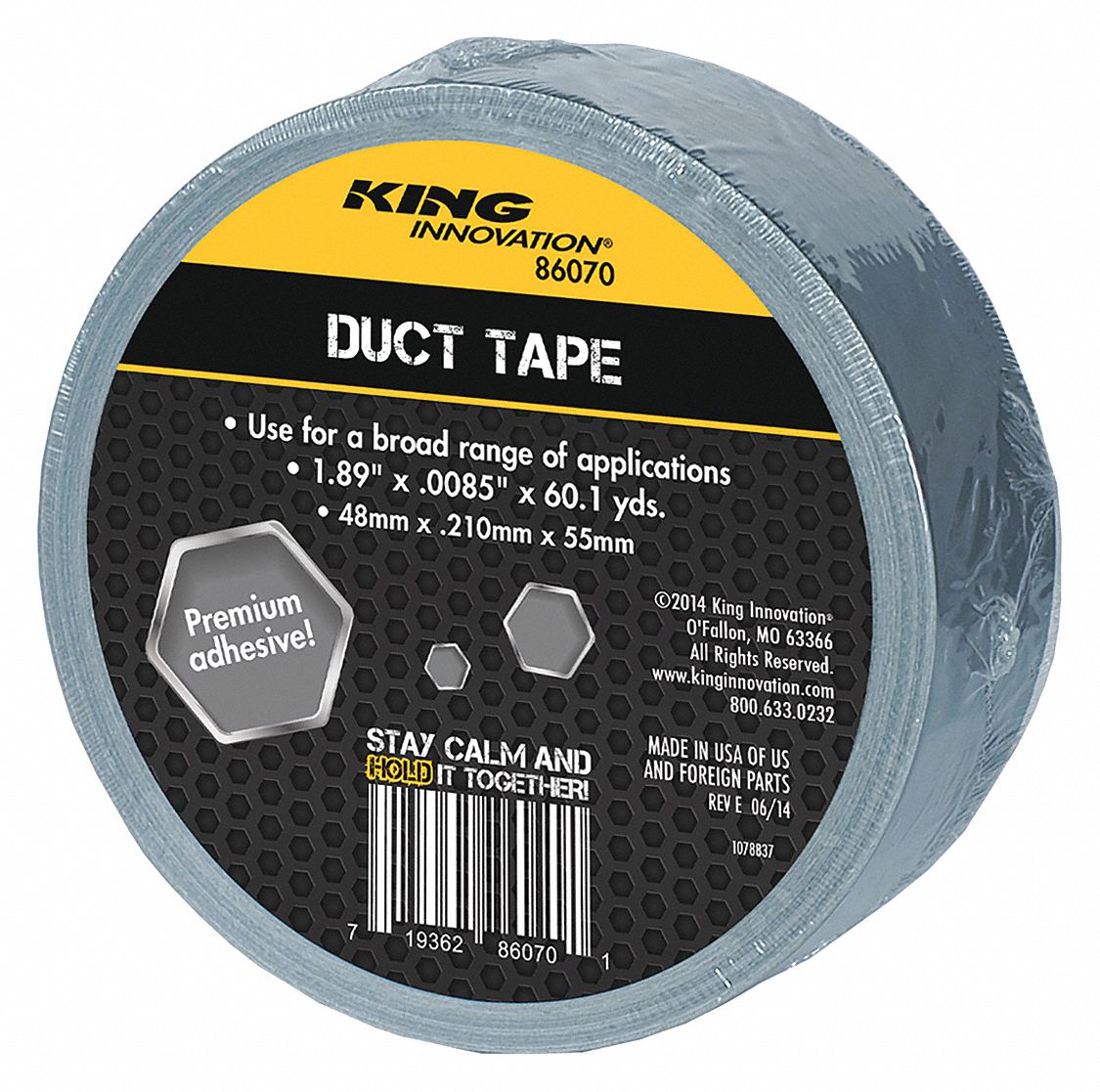 Duct Tape,2" x 60 yd.,Silver Grainger