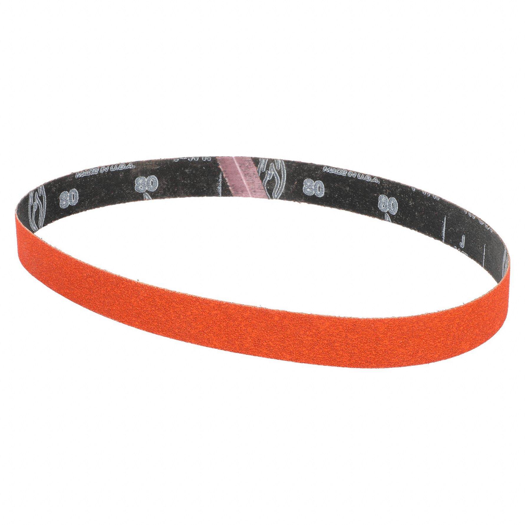 Sanding Belt: 1 in W x 30 in L, Ceramic, 80 Grit, Y Wt Polyester Backing, Blaze R980P