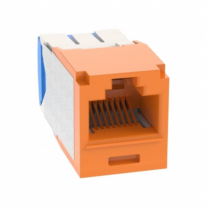 Jack Module: 1 Ports, Orange, 6A, RJ45, Copper, CJ6X88TGOR