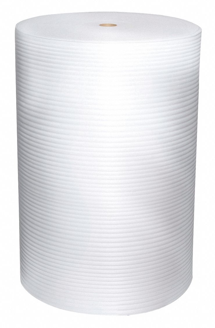 FOAM ROLL, 3/32 IN THICKNESS, 48 IN ROLL W, STANDARD, 750 FT ROLL L, WHITE