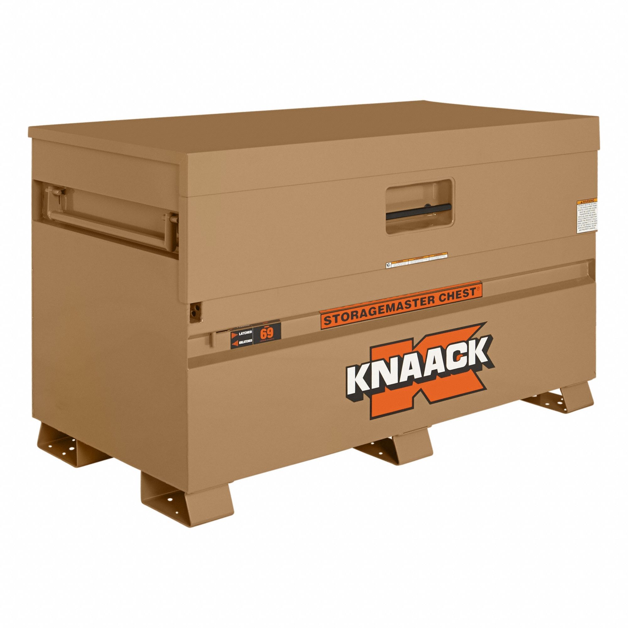 Piano-Style Jobsite Box: 60 in W x 30 in D x 34 1/4 in H, 35.3 cu ft, Tan