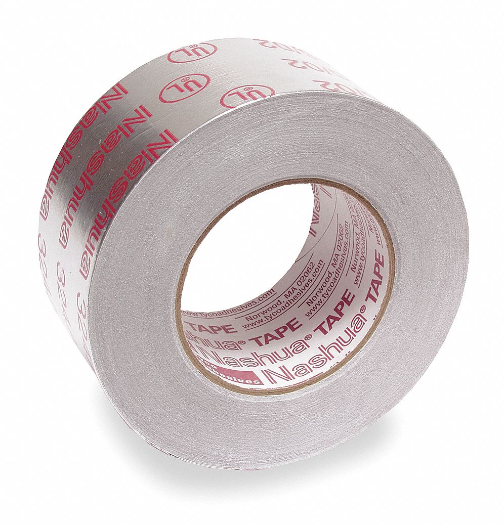 FOIL TAPE, UL-PRINTED, NASHUA 324A, 2 ½ IN X 60 YD, 4.8 MIL, ALUMINUM, ACRYLIC, SILVER