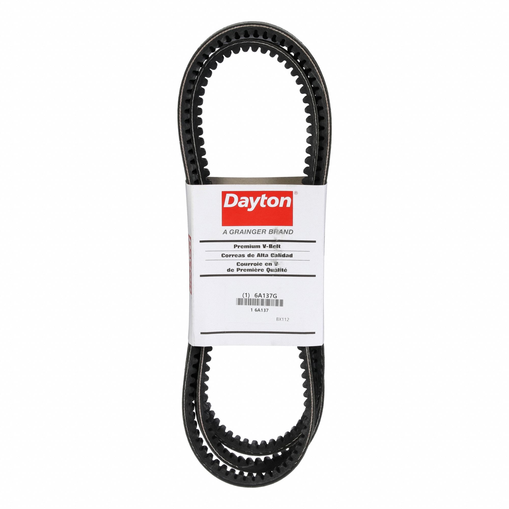 Cogged V-Belt: BX112, 115 in Outside Lg, 21/32 in Top Wd, 13/32 in Thick, Polyester