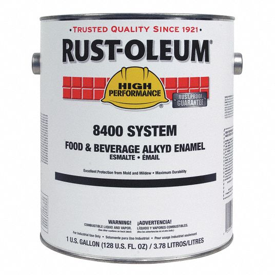 RUST-OLEUM, For Metal/Wood, High Gloss Dairy White, Food/Beverage Grade  Enamel Paint - 6A396