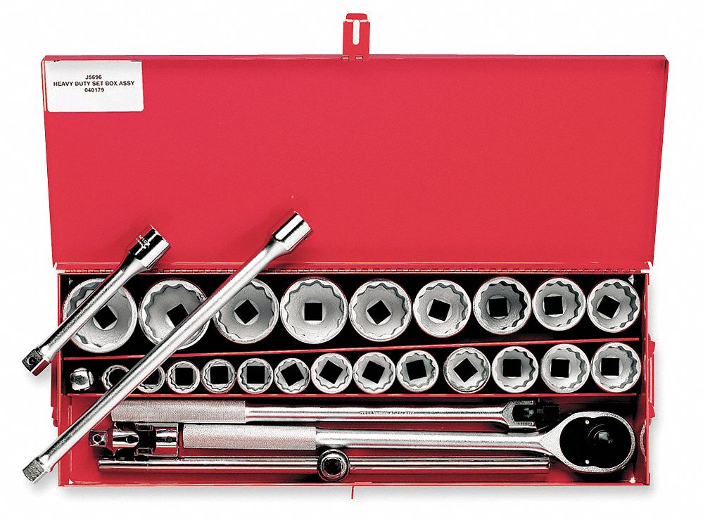 Socket Wrench Set, Socket Size Range 7/8 in to 2 3/8 in, Drive Size 3/4 in,  Drive Type Hand