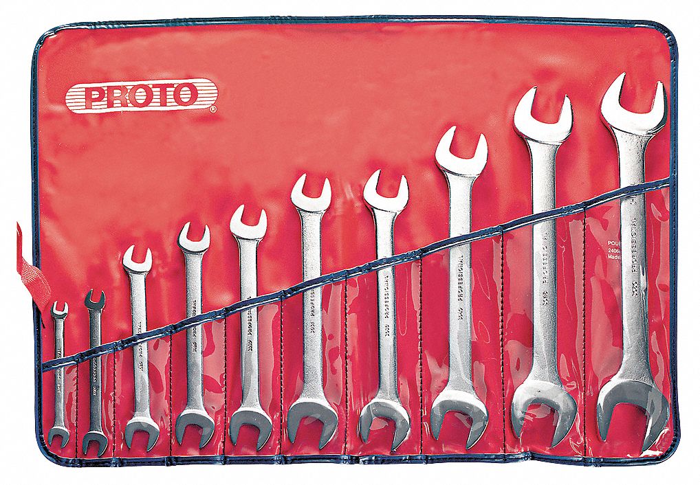 PROTO, Alloy Steel, Satin, Open End Wrench Set 6A544J3000H Grainger