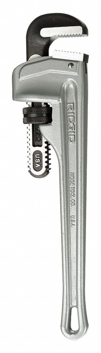 PIPE WRENCH, ALUMINUM, 2 IN JAW CAPACITY, SERRATED, 14 IN OVERALL L, I-BEAM