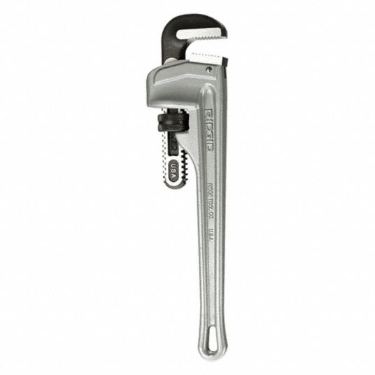 RIDGID Pipe Wrench: Aluminum, 2 in Jaw Capacity, Serrated, 14 in Overall  Lg, I-Beam