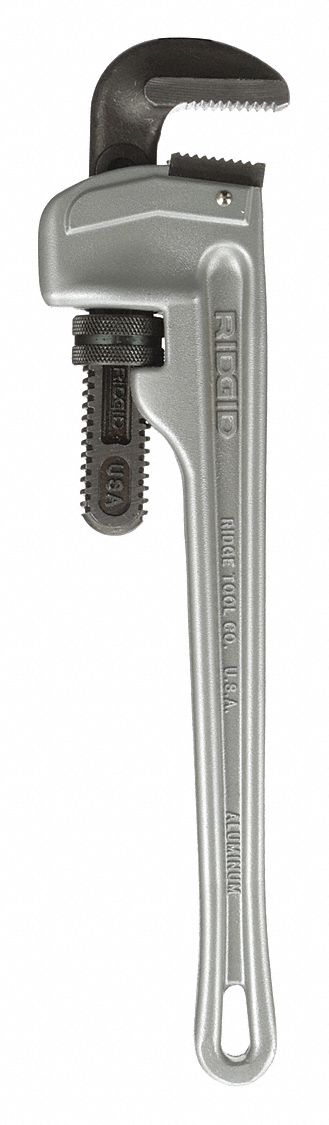 PIPE WRENCH, ALUMINUM, 2 1/2 IN JAW CAPACITY, SERRATED, 18 IN OVERALL L, I-BEAM